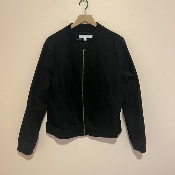American Apparel Women's Black Bomber Jacket 100% Cotton Size Large - Picture 2 of 8